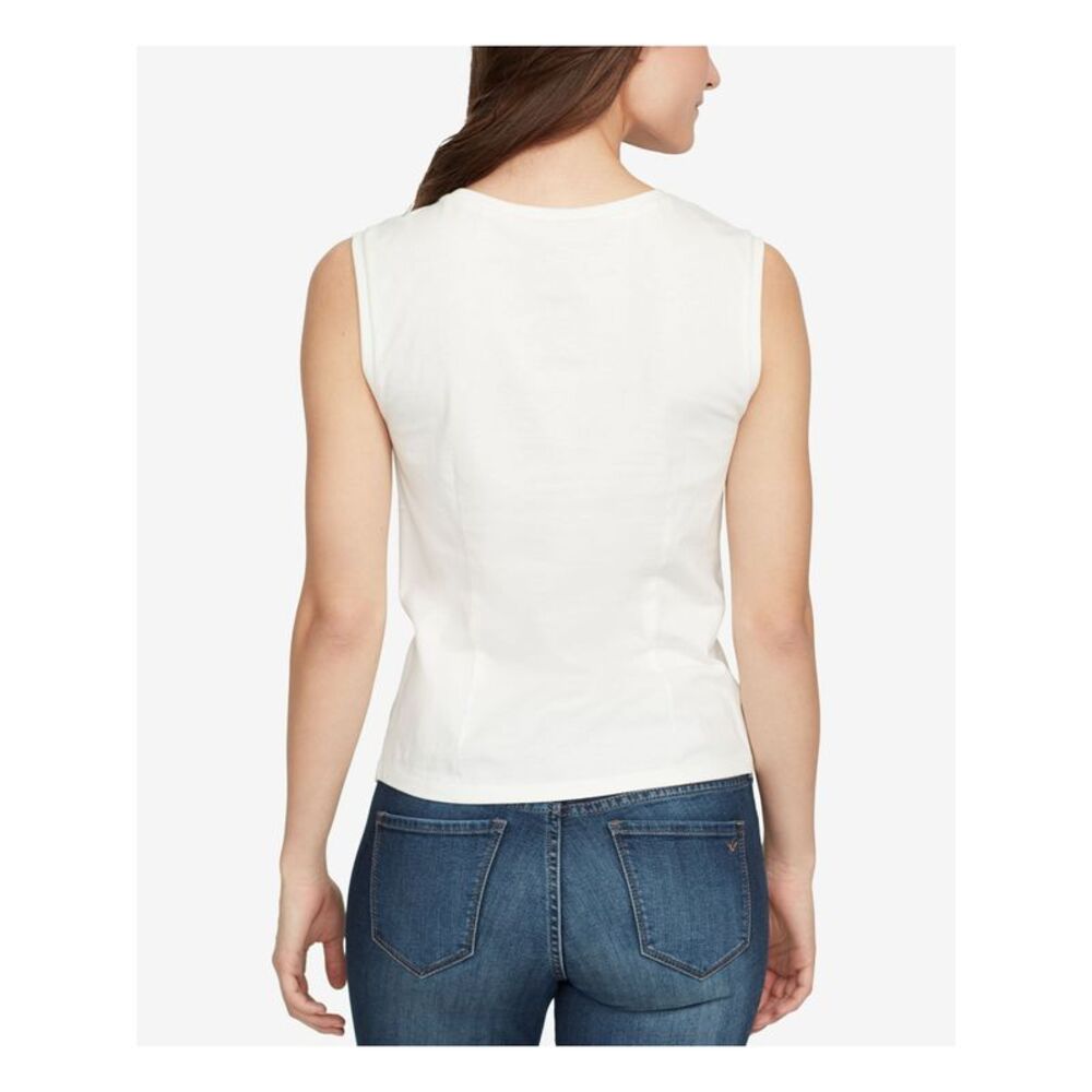 WILLIAM RAST Womens Ivory Corset Detail Sleeveless Jewel Neck Top L - Picture 2 of 4